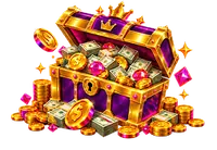 LetsJackpot jackpot: schatkist met geld en munten